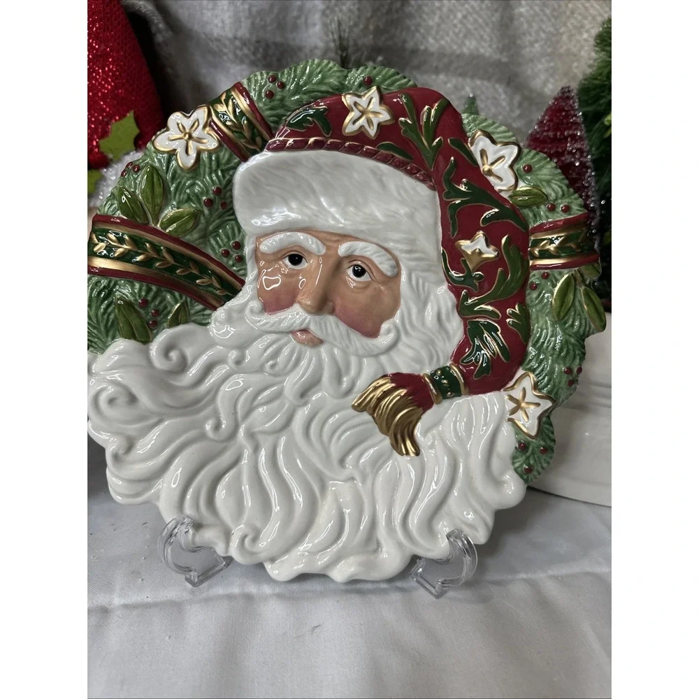 Fitz & Floyd Classics Christmas Tidings Santa Canape Plate 10